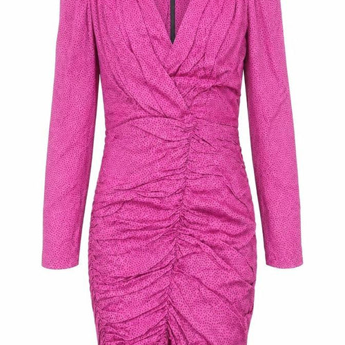 Zara Womens Pink Animal Print Polyester Bodycon Size XS V-Neck Zip - Pleat Detail