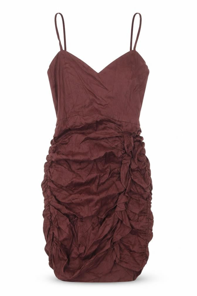 Zara Womens Brown Cotton Bodycon Size S Sweetheart Zip