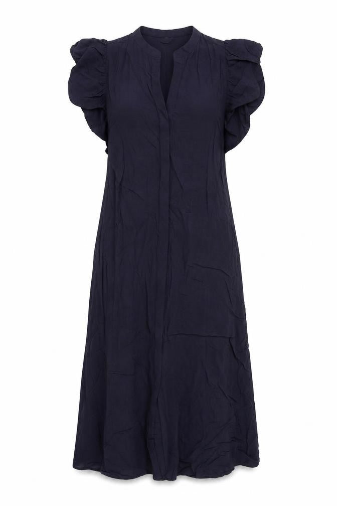 Front view of H&M women’s blue viscose a-line, size UK 8, v-neck pullover