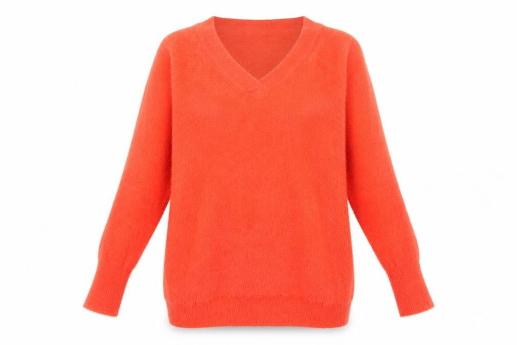 Front view of Wallis women’s red v-neck polyamide jumper, size S