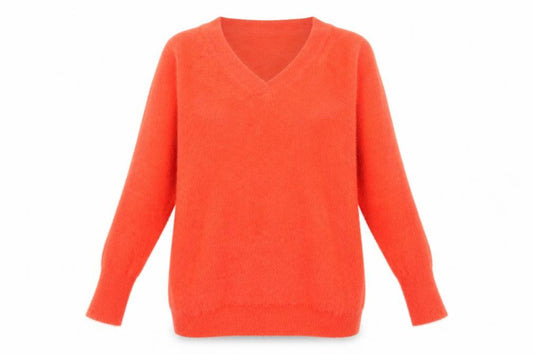 Front view of Wallis women’s red v-neck polyamide jumper, size S
