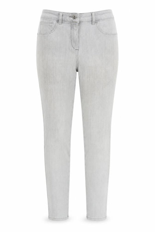 Front view of Next women’s grey cotton skinny jeans, size UK 10, regular zip
