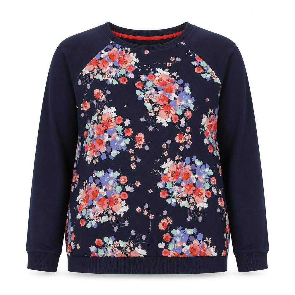 Front view of Capsule women’s blue polyester pullover sweatshirt, size UK 14, pullover