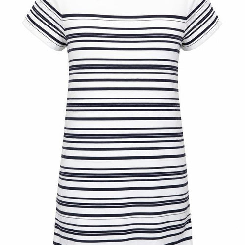 Zara Womens White Striped Polyamide T-Shirt Dress Size S Round Neck Pullover