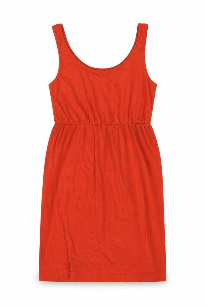 Preworn Womens Red 100% Cotton Tank Dress One Size Scoop Neck Pullover