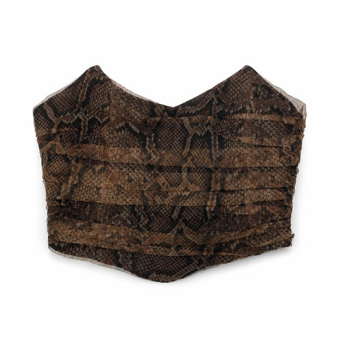 Zara Womens Brown Animal Print Polyester Cropped Blouse Size S Sweetheart - Snake Skin Print Bandeau