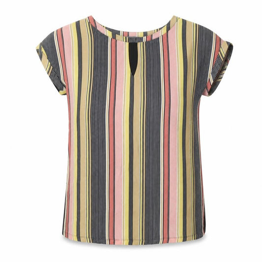 Front view of Papaya women’s multicoloured striped polyester basic blouse, size UK 8, scoop neck