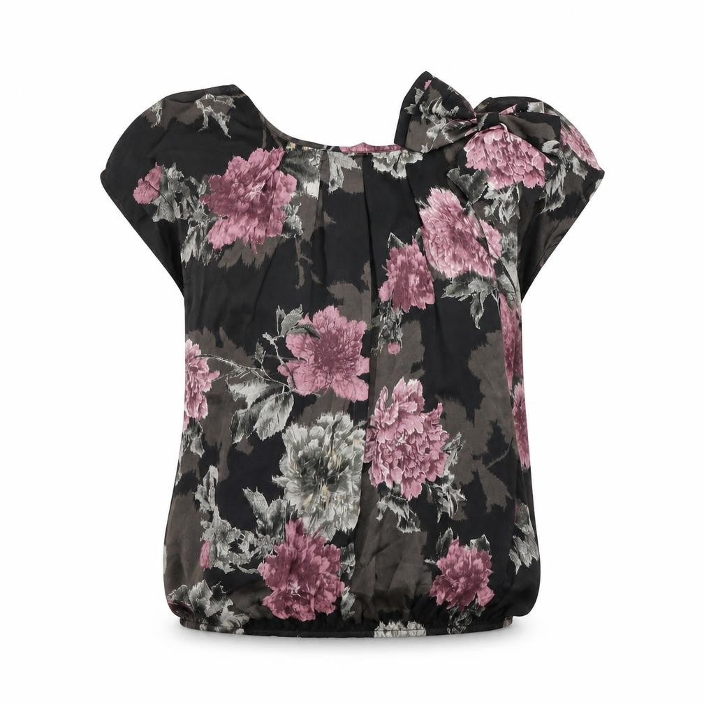 Front view of Amphora women’s black polyester basic blouse, size UK 10, scoop neck