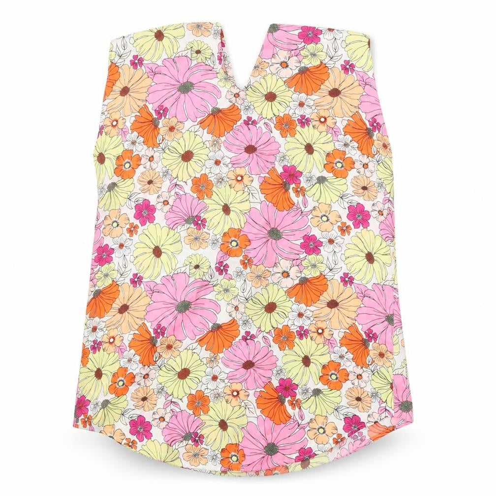 Front view of Marks & Spencer women’s pink floral polyester basic tank, size UK 8, v-neck