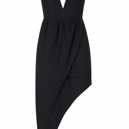 Ginger Fizz Womens Black Polyester Slip Dress Size 12 V-Neck Zip