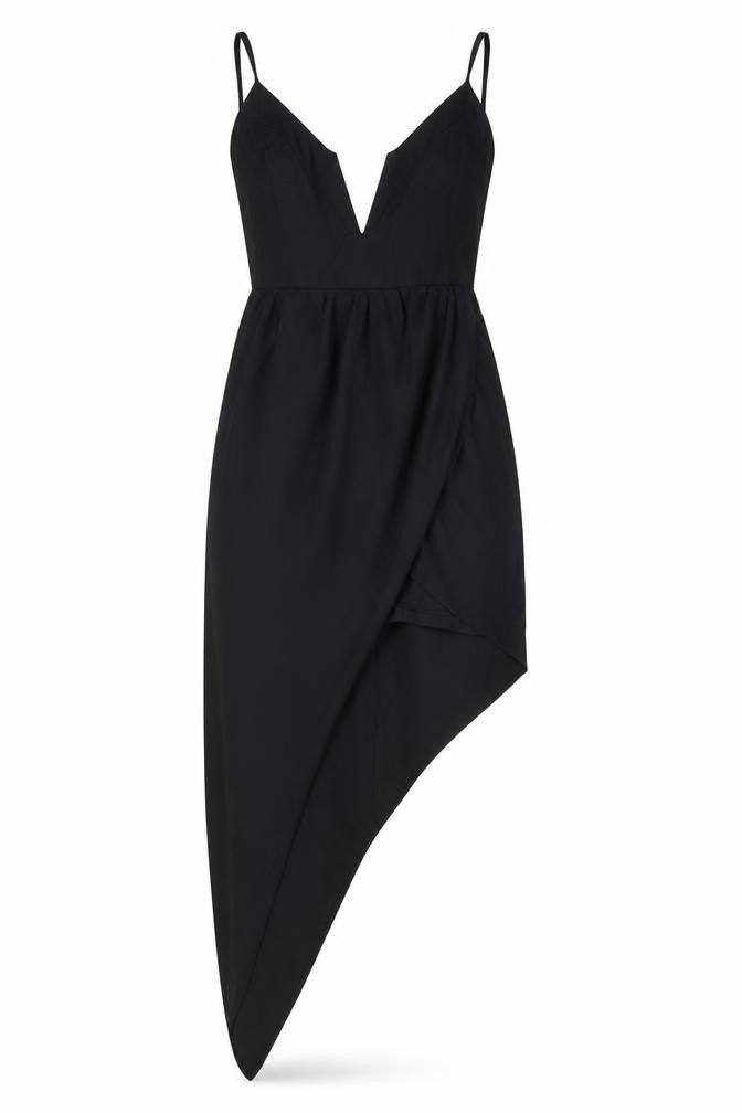 Ginger Fizz Womens Black Polyester Slip Dress Size 12 V-Neck Zip
