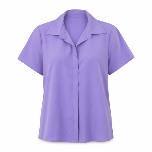 Front view of Next women’s purple polyester basic button-up, size UK 10, collared