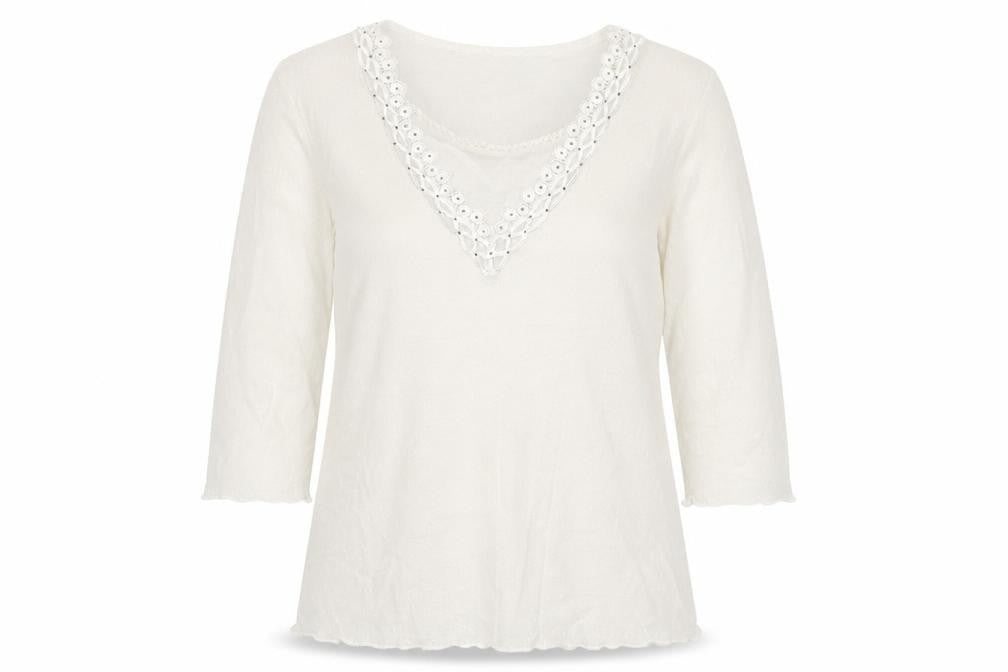 Front view of Dolly women’s white polyester basic t-shirt, size M, round neck