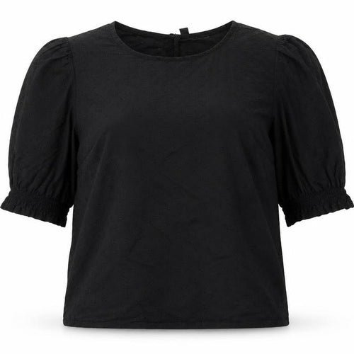 Divided Womens Black 100% Cotton Basic Blouse Size 6 Scoop Neck - Broderie Anglaise