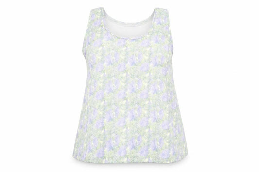 Front view of Marks & Spencer women’s multicoloured geometric polyester basic tank, size UK 18, round neck
