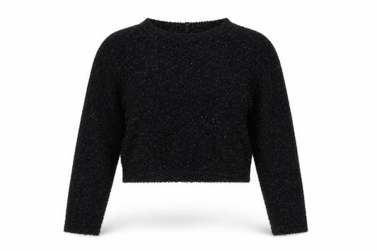 Front view of H&M women’s black round neck polyester jumper, size S