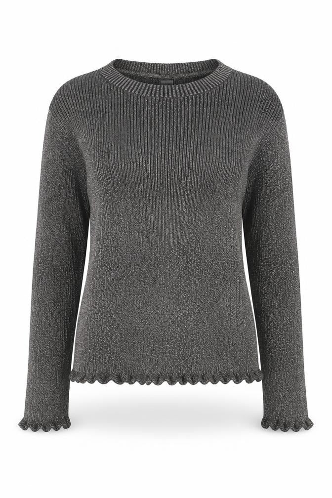 Front view of Tu women’s gold round neck cotton jumper, size UK 10