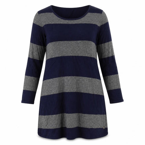 Intown Womens Blue Striped Cotton Jumper Dress Size M Round Neck Pullover