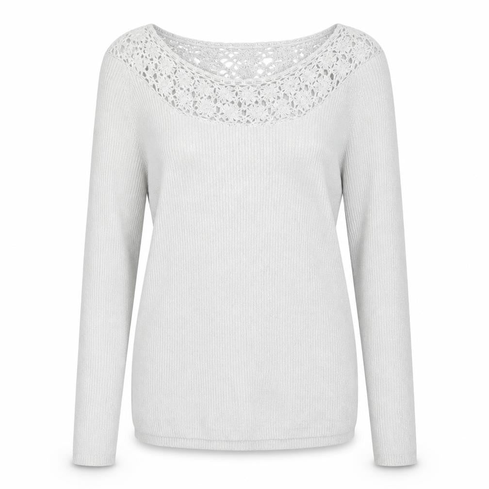 Front view of Colour Works women’s silver scoop neck rayon jumper, size M