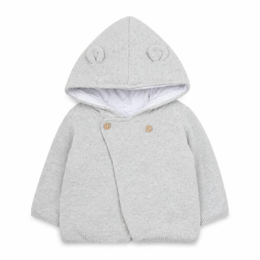 Front view of Matalan Baby Grey Jacket, size 3-6, Months Button