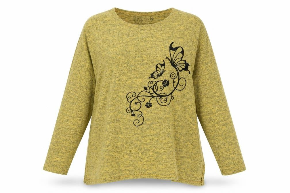 Nur Big Size Womens Yellow Round Neck Acrylic Pullover Jumper Size XL