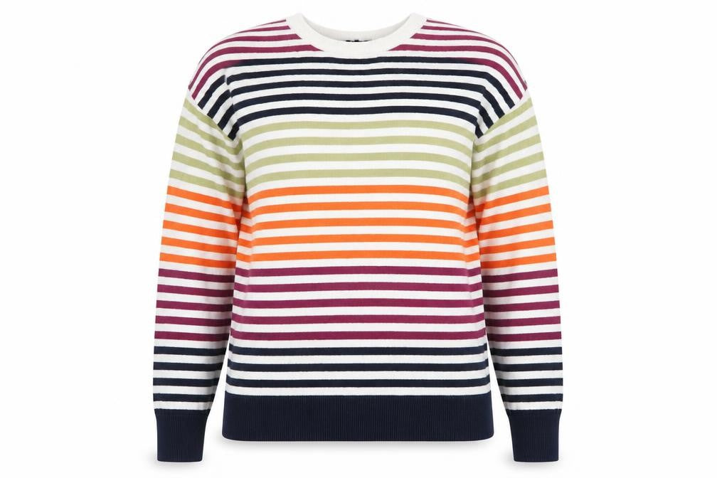 Maine New England Womens Multicoloured Round Neck Striped Cotton Pullover Jumper Size 14