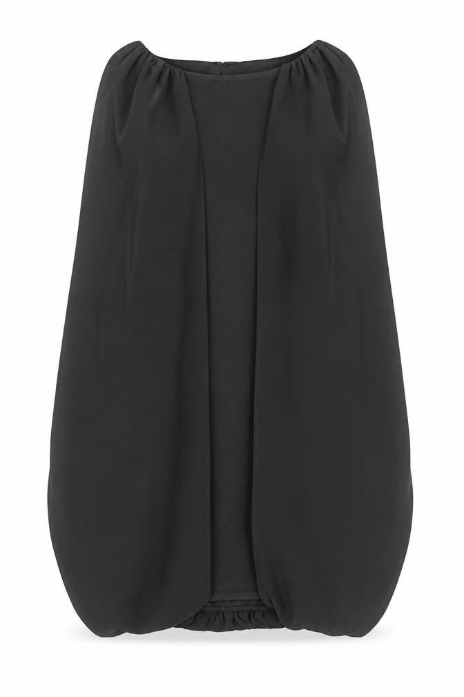 Front view of Zara women’s black polyester sheath, size M, boat neck zip