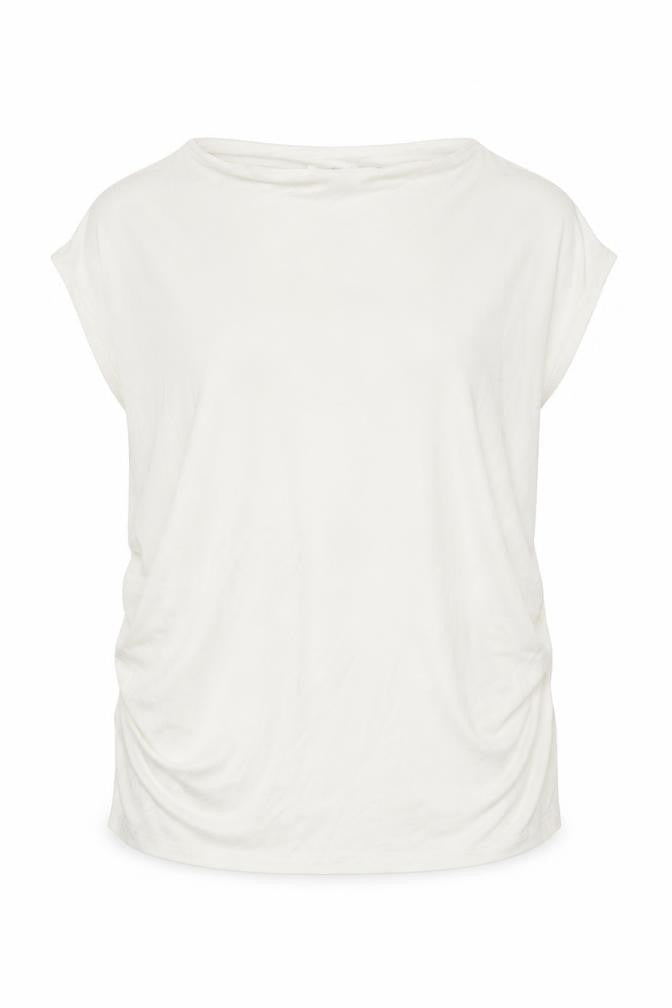 Front view of Stradivarius women’s white viscose basic blouse, size XL, mock neck