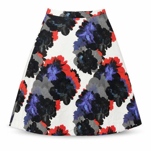 Warehouse Womens Multicoloured Floral Cotton Swing Skirt Size 10 Zip