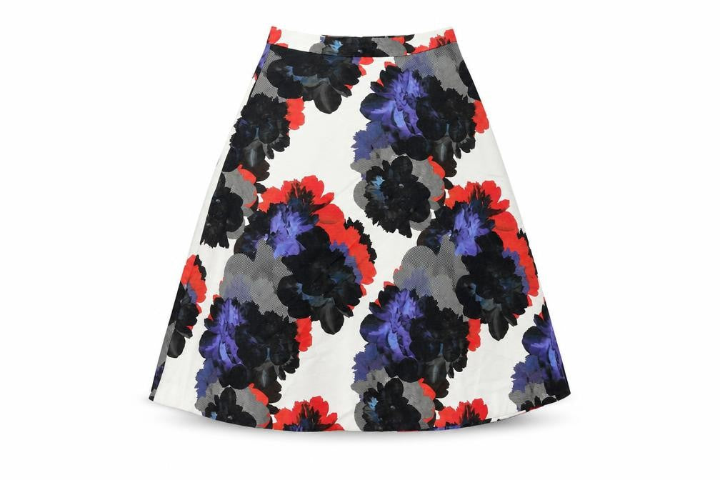 Warehouse Womens Multicoloured Floral Cotton Swing Skirt Size 10 Zip