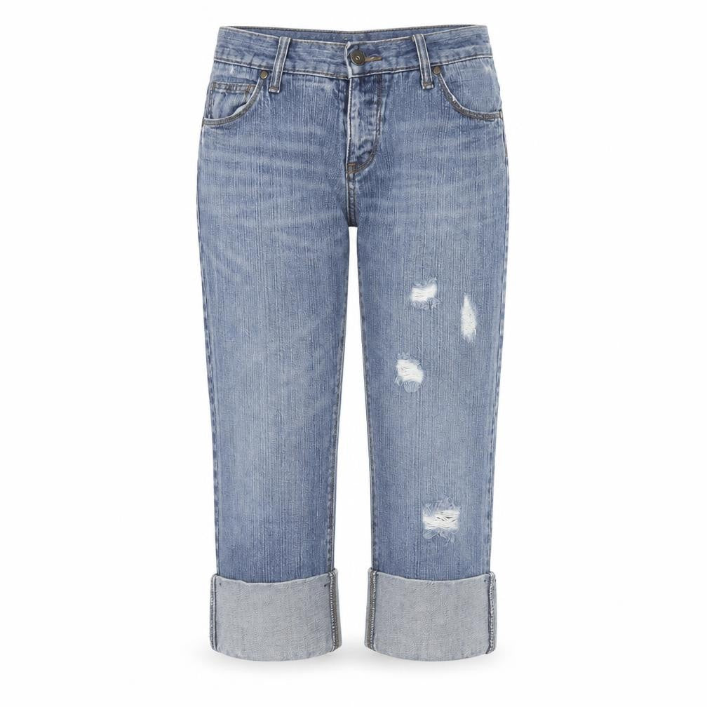 Front view of Lee women’s blue cotton straight jeans, size UK 30, in regular button