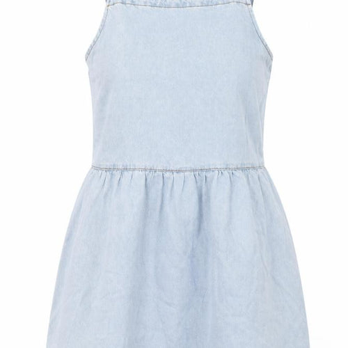 Denim & Co. Womens Blue Cotton Tank Dress Size 10 Square Neck Pullover