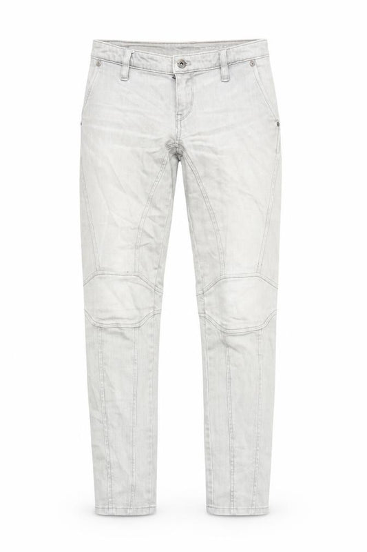 Front view of DKNY Jeans women’s grey cotton skinny jeans, size UK 26, in regular zip