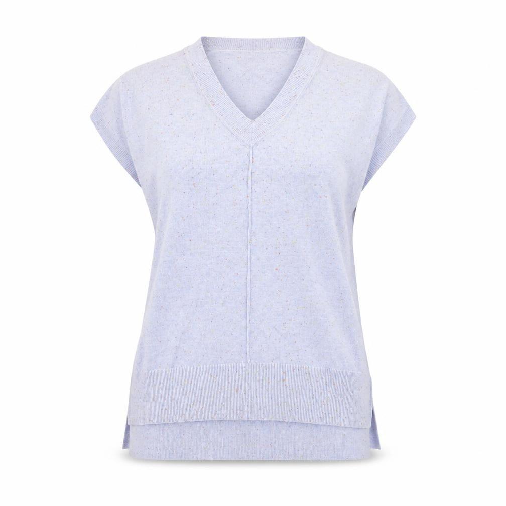 Front view of Next women’s blue v-neck nylon jumper, size S
