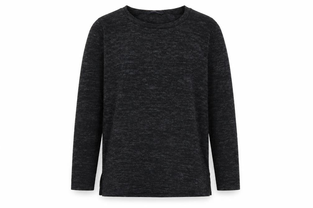 Front view of F&F women’s grey round neck polyester jumper, size UK 10