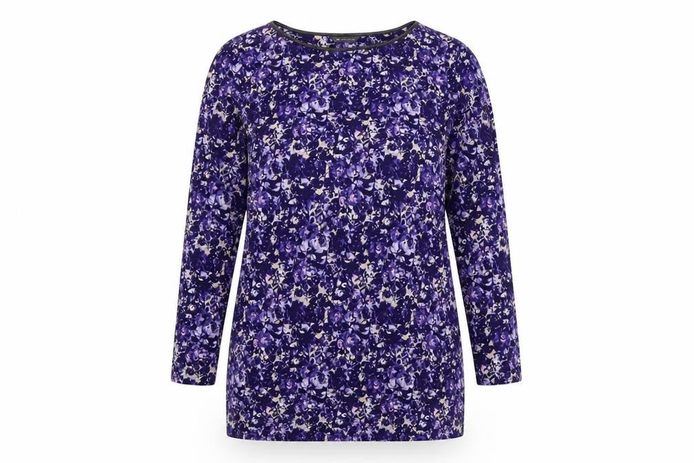 Marks and Spencer Womens Purple Round Neck Geometric Acrylic Pullover Jumper Size 14