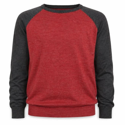 Brave Soul Mens Red Round Neck Acrylic Pullover Jumper Size L Long Sleeve
