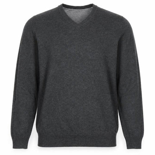 Marks and Spencer Mens Grey V-Neck Cotton Pullover Jumper Size S Long Sleeve