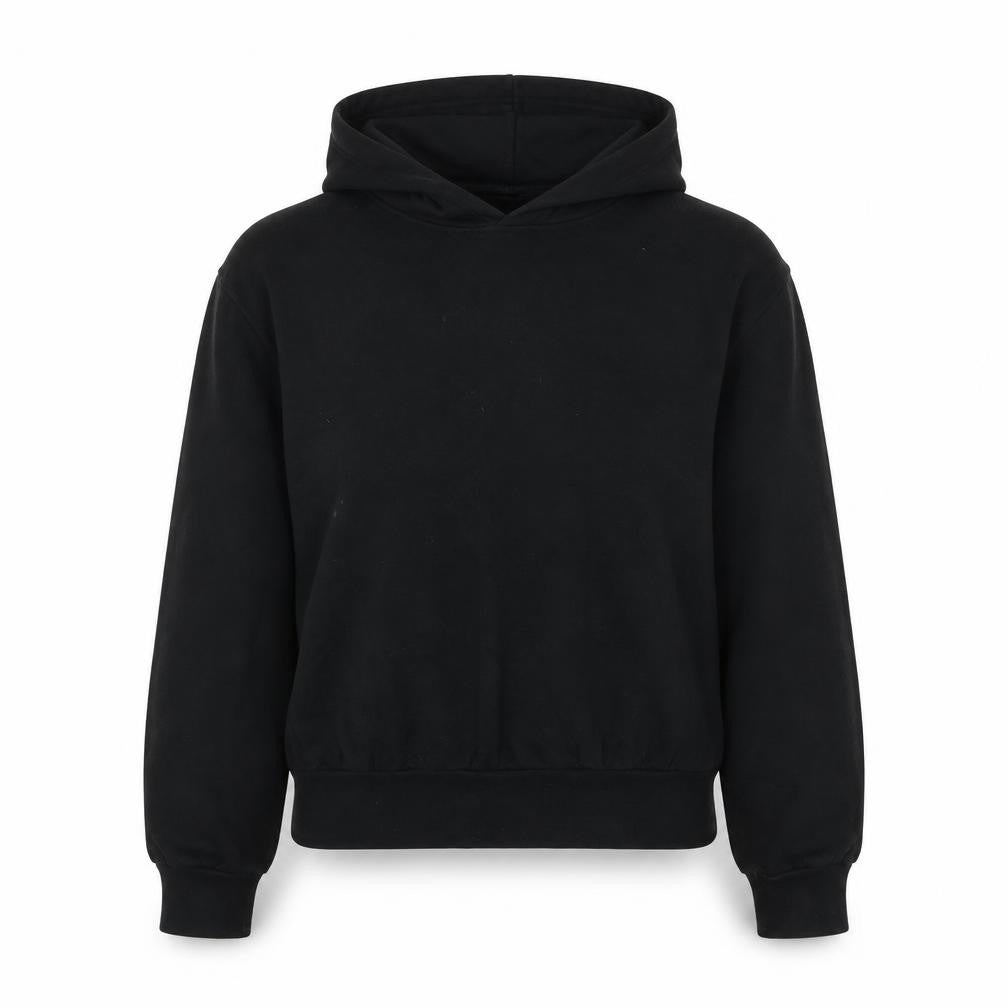 Front view of Divided by H&M women’s black cotton pullover hoodie, size XS, pullover