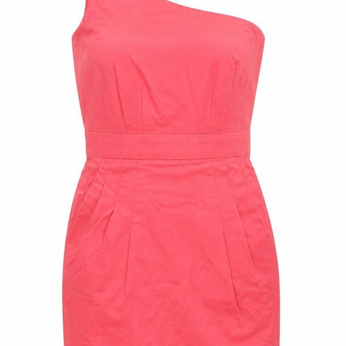 French Connection Womens Pink Cotton Bodycon Size 6 One Shoulder Zip