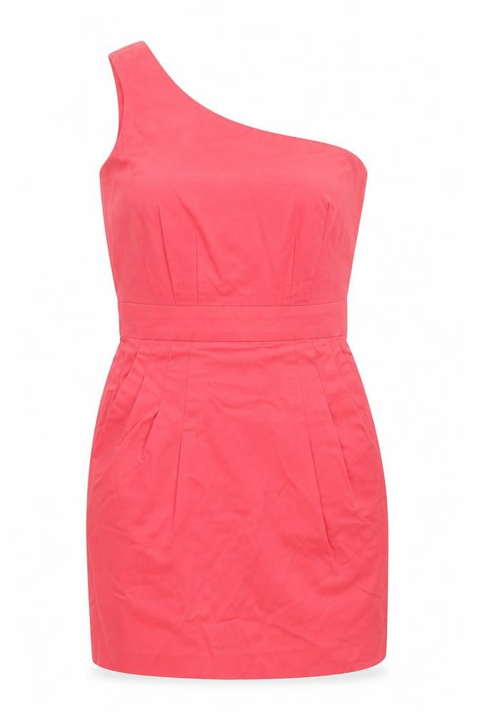 French Connection Womens Pink Cotton Bodycon Size 6 One Shoulder Zip