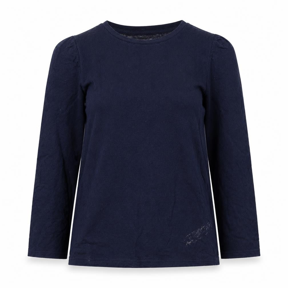 Front view of Dorothy Perkins women’s blue cotton basic t-shirt, size UK 8, round neck