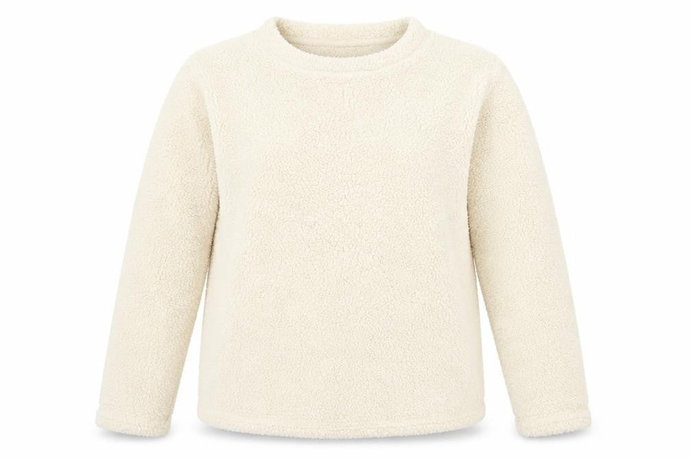 Front view of Primark women’s white polyester pullover sweatshirt, size UK 10, pullover -, size UK 10-12