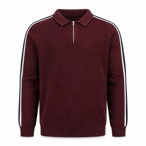 NEXT Mens Red Collared Cotton Pullover Jumper Size M Long Sleeve - Sleeve Stripe Detail
