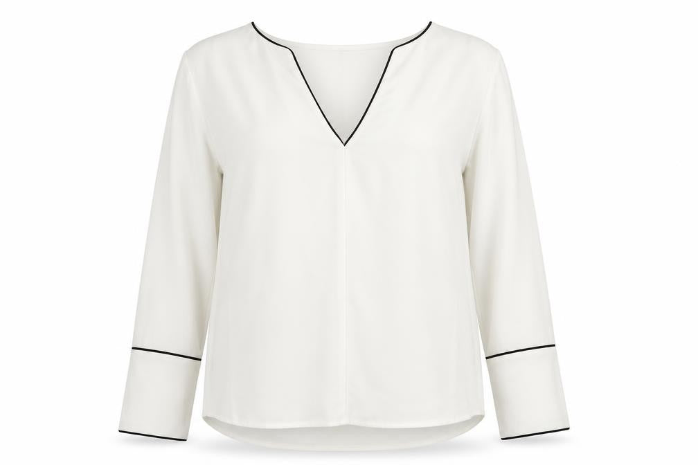H&M Womens White Polyester Basic Blouse Size 10 V-Neck