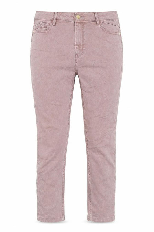 Front view of F&F women’s brown cotton straight jeans, size UK 10, regular zip