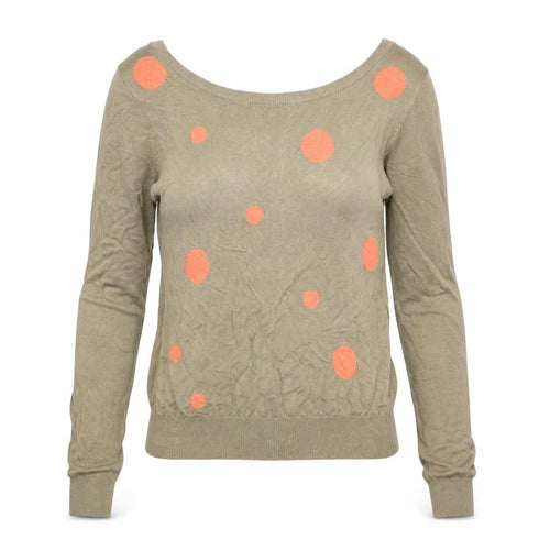 Preworn Womens Beige Scoop Neck Polka Dot Viscose Pullover Jumper Size XS