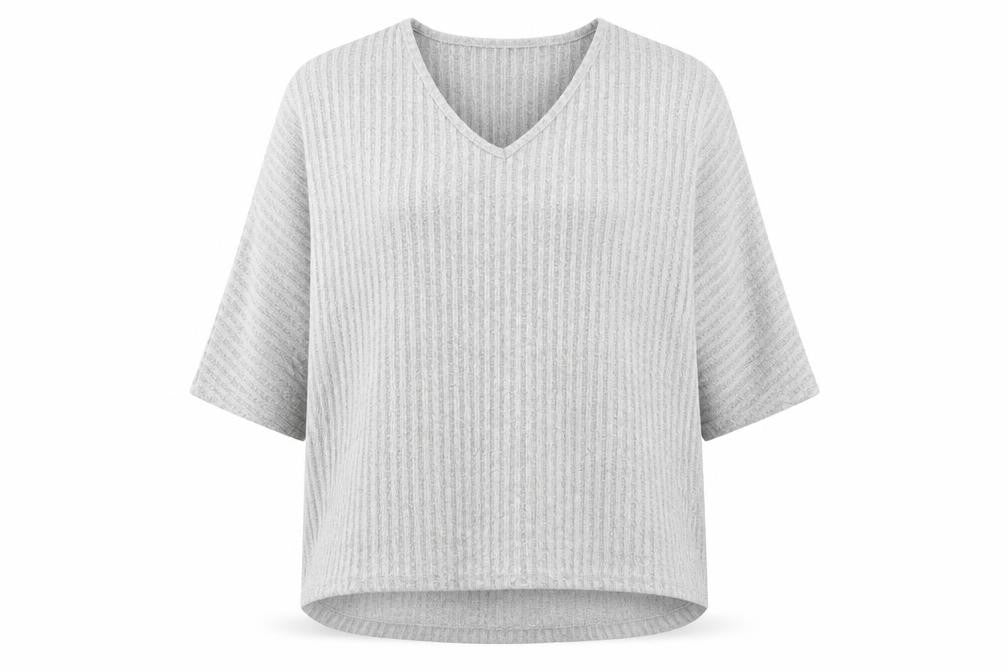Front view of New Look women’s grey v-neck polyester jumper, size S