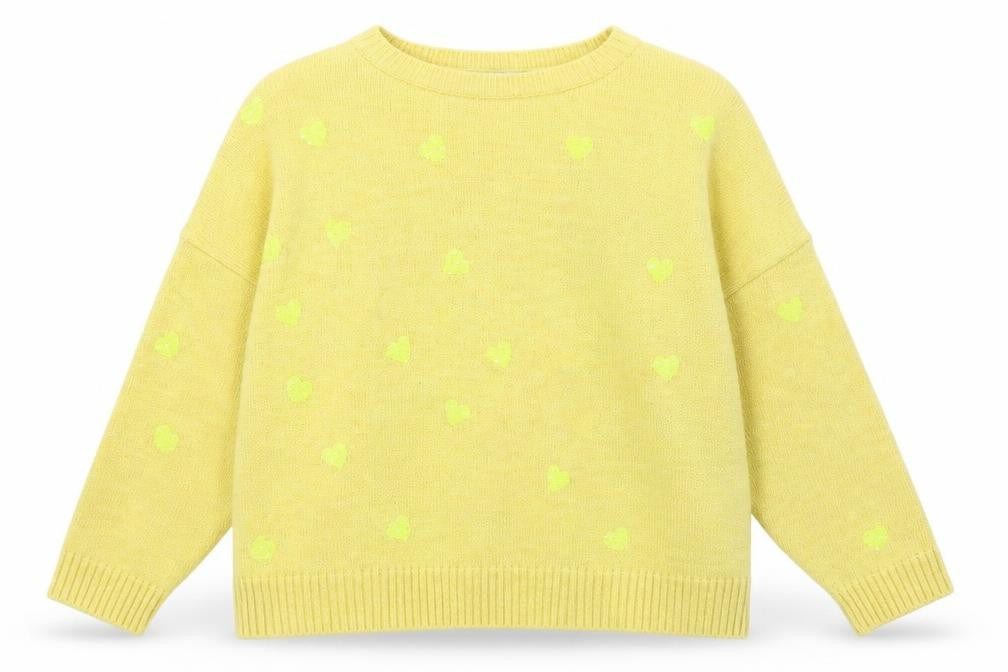 NEXT Womens Yellow Boat Neck Geometric Acrylic Pullover Jumper Size L - Hearts