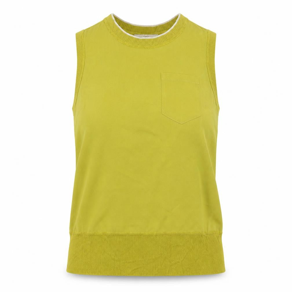 Front view of Next women’s green scoop neck polyester vest jumper, size UK 10
